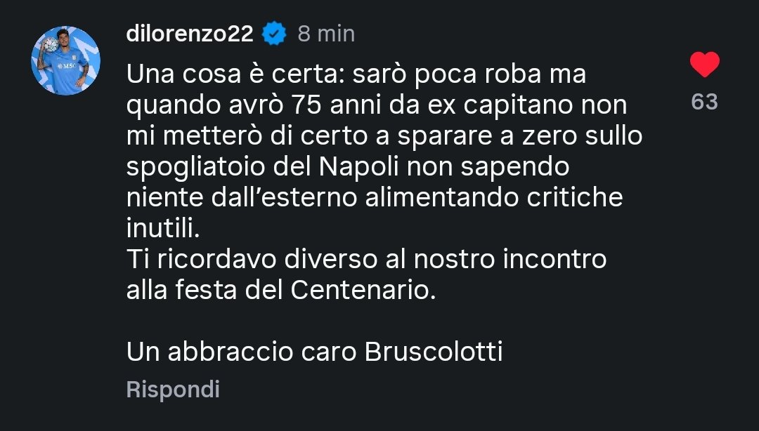 Di Lorenzo tweet Bruscolotti